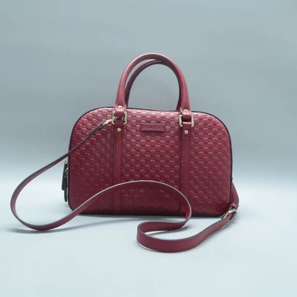 100% Authentic GUCCI Red Leather Satchel 656-11624 - Picture 2 of 12